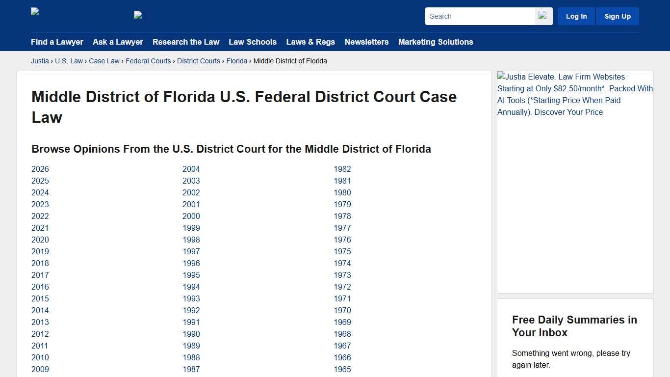 Middle District of Florida U.S. Federal District Court Case Law, Court Opinions & Decisions :: Justia